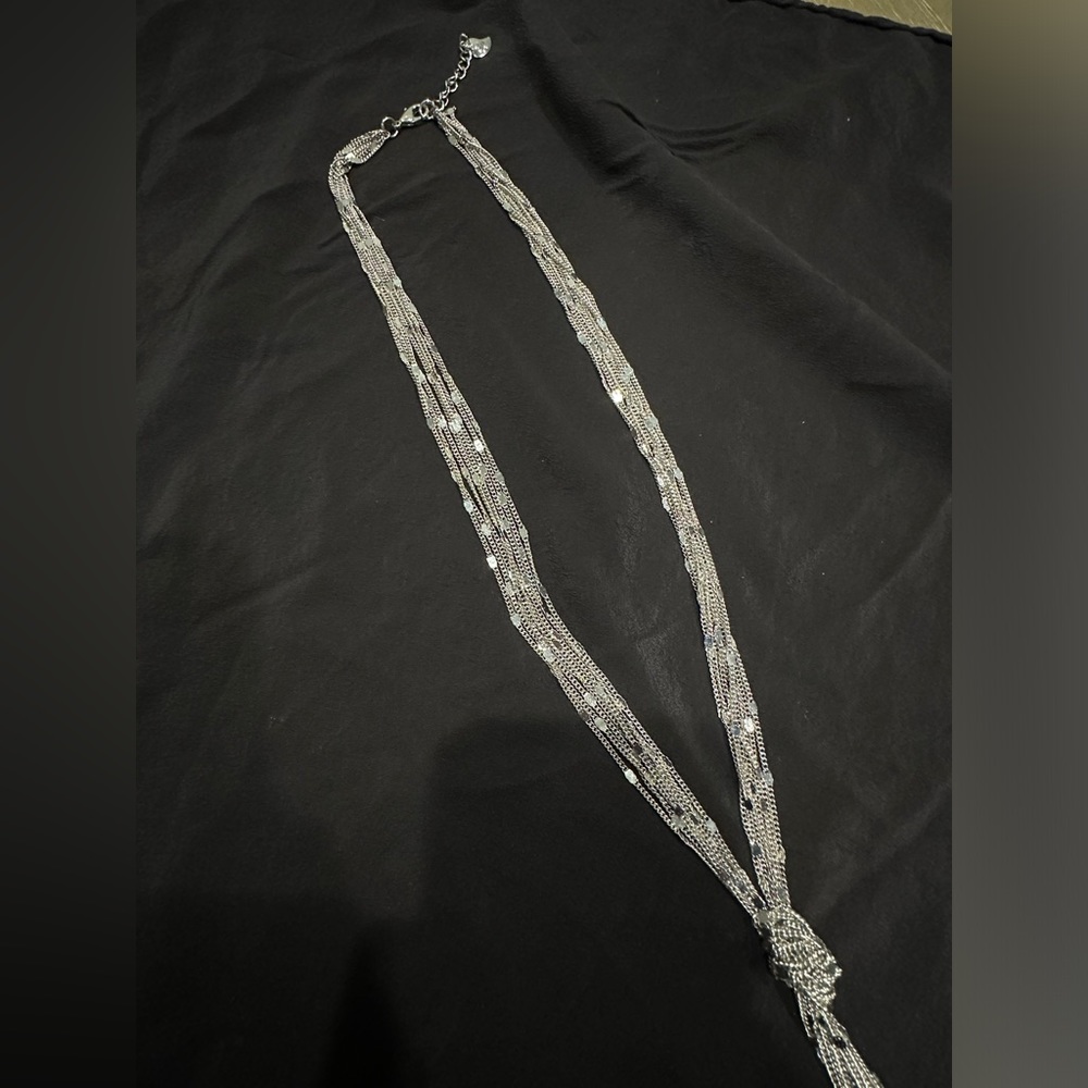 Silver Knotted Multi-Layer Necklace - image 2